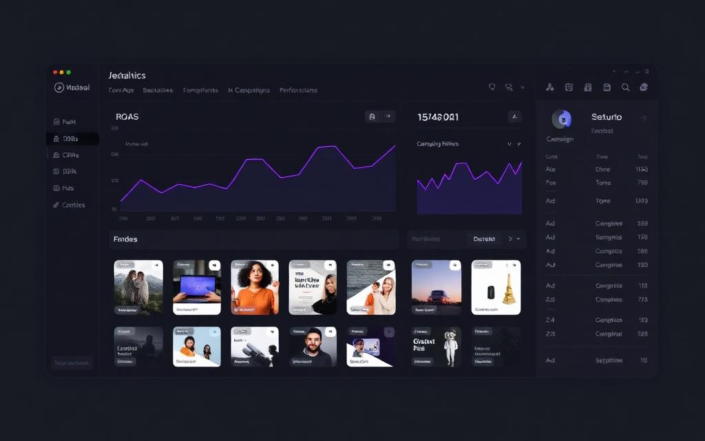 AdMaster Tracker analytics dashboard showing ROAS trends and ad performance metrics