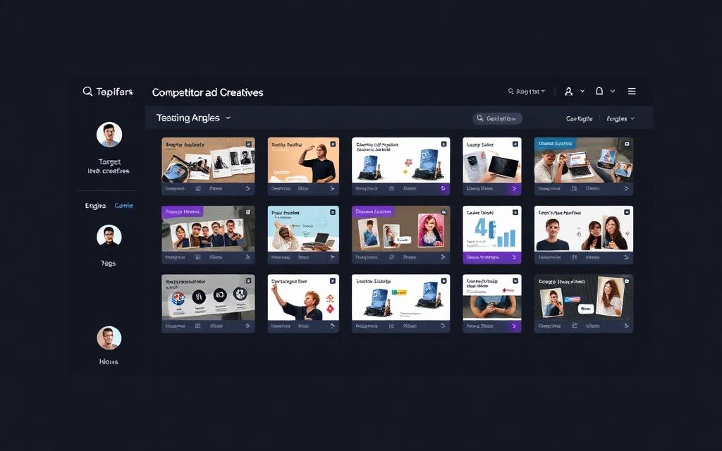 Atria competitive intelligence dashboard showing competitor ad creatives and audience angles